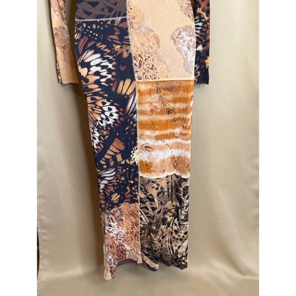 Fuzzi Abito Brown Patchwork Dress XXL - Picture 13 of 14